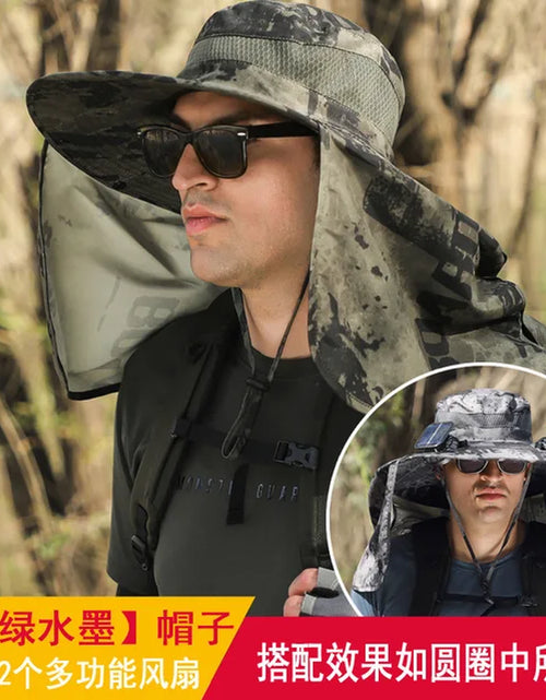 Load image into Gallery viewer, Sombrero Hat Summer Men Outdoor Fan Cap Multi-Purpose Rechargeable Big Wind Power Hat Big Brim Mountaineering Fisherman Hat Big
