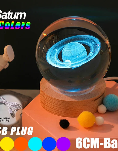 Load image into Gallery viewer, USB LED Night Light, Galaxy Crystal Ball Lamp, 3D Planet Moon Lamp, Home Decoration
