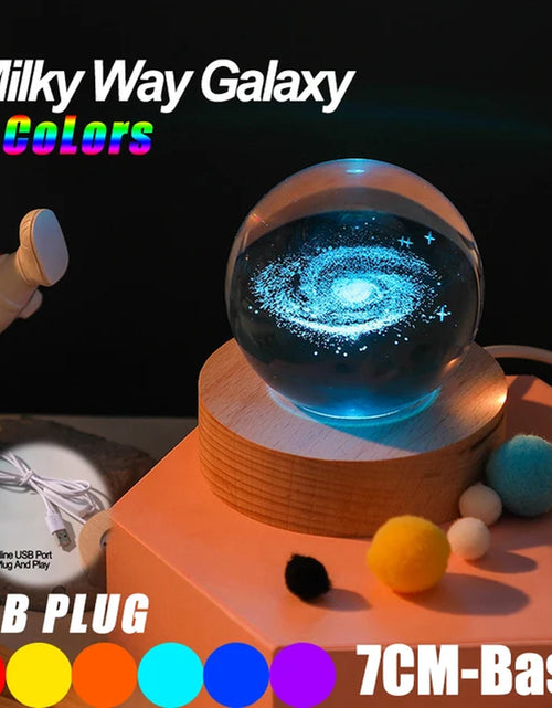 Load image into Gallery viewer, USB LED Night Light, Galaxy Crystal Ball Lamp, 3D Planet Moon Lamp, Home Decoration
